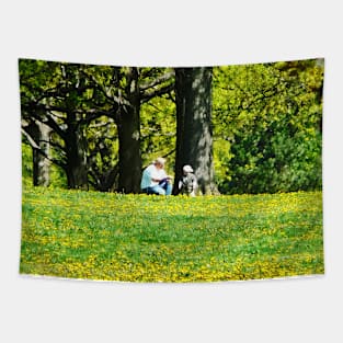 Summer - Father and Son Under the Trees Tapestry