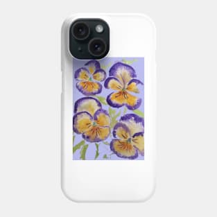 Viola Watercolor Purple Floral Pattern on Lavender Purple Phone Case
