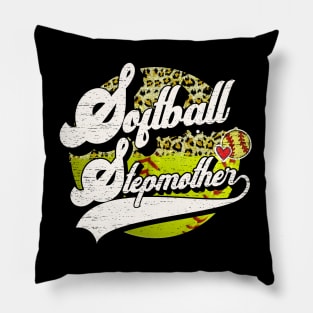 Softball Stepmother Vintage Leopard Softball Family Matching Pillow