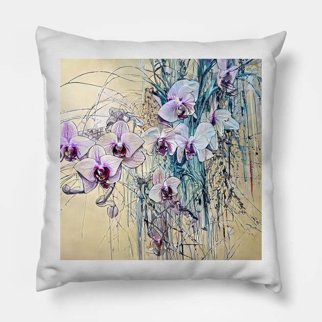 Orchid flowers Pillow by bogfl