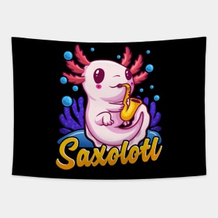 Saxolotl Sax Axolotl Walking Fish Saxophone Pun Tapestry