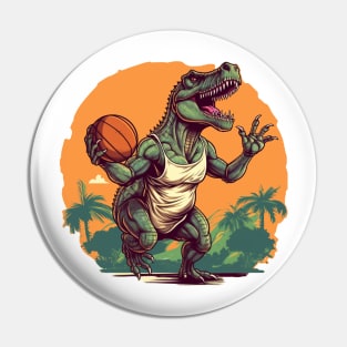 Basketball Dino T-Rex Humor Graphic Pin