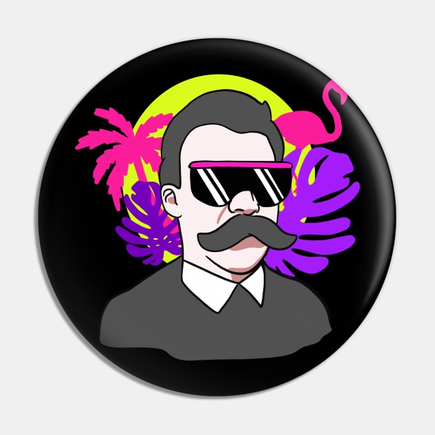 Nietzsche 80s Vaporwave Portrait Pin by isstgeschichte