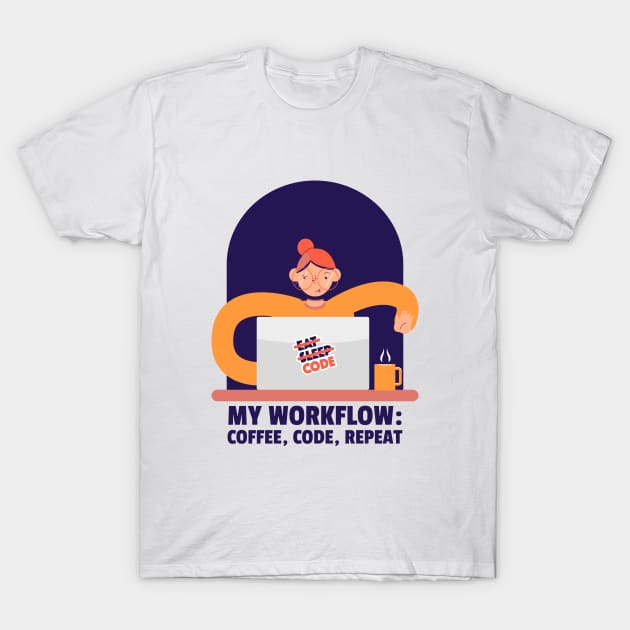 My Workflow: Coffee, Code, Repeat Busy Office T-Shirt by Lamount Tees