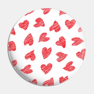 Seamless scribbled red hearts pattern Pin