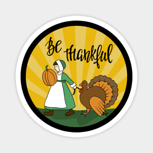 Thanksgiving Pilgrim and Turkey Magnet