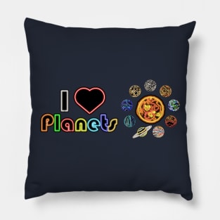 Electric Solar System I Heart Planets Pillow