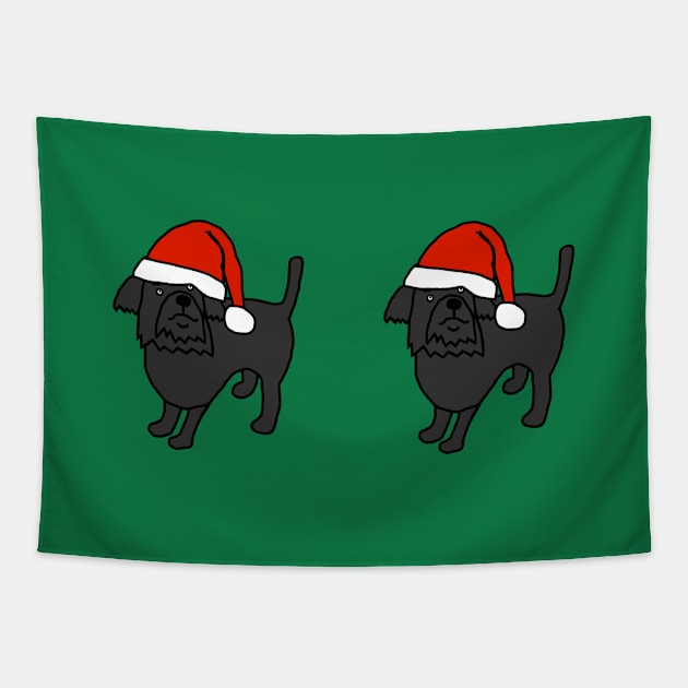 Pair of Cute Christmas Santa Dogs Tapestry by ellenhenryart