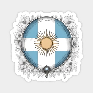 I love Argentina Flag Design with flowers Magnet