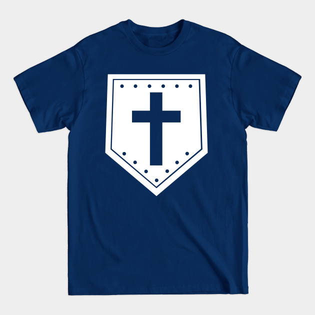 Discover Wooden Shield - Minimalist - Cross - T-Shirt