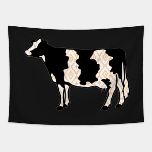 Rustic Yellow Aztec Dairy Cow Silhouette  - NOT FOR RESALE WITHOUT PERMISSION Tapestry