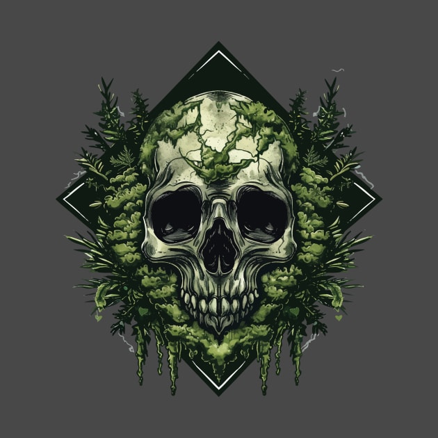 skull in moss diamond shaped by StepInSky