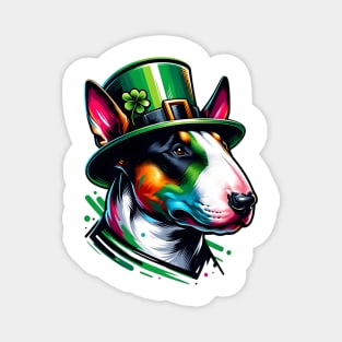 Bull Terrier's Festive Saint Patrick's Day Celebration Magnet