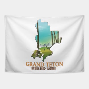 Grand Teton travel poster Tapestry