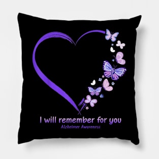 I Will Remember For You Butterfly Alzheimer's Awareness Pillow