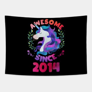 Cute Awesome Unicorn Since 2014 Funny Gift Tapestry