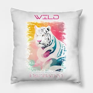 White Tiger Wild Nature Animal Colors Art Painting Pillow