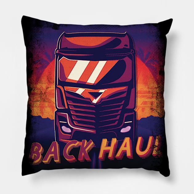 Truck Driver Retro sunset Pillow by Johan13