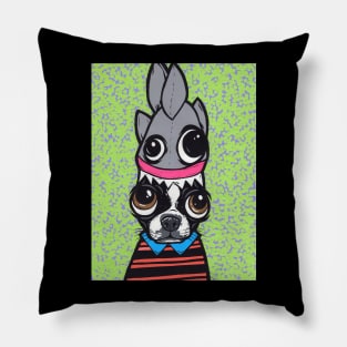 Boston Terrier Shark Hat Pillow