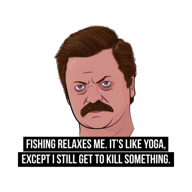 Ron Swanson - Fishing by BluPenguin