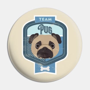 Team Pug - Distressed Pug Beer Label Design Pin