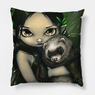 Chibi Fairy with Pet Ferret Pillow