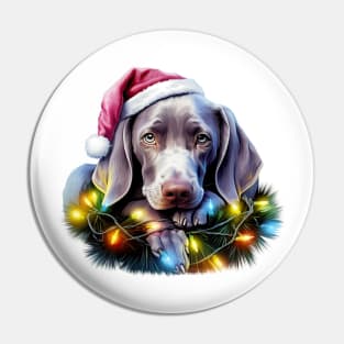 Lazy Weimaraner Dog at Christmas Pin