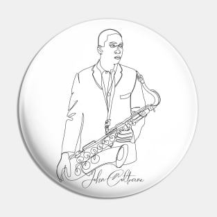 Coltrane one line art jazz Pin