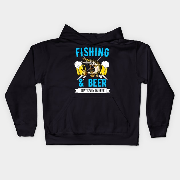 Fishing & Beer Funny Fisherman Angling Design - Fishing - Kids Hoodie