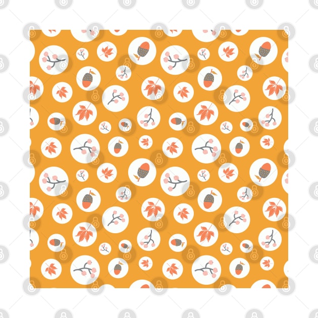 Polka Dots Fall Leaves Orange by Sandra Hutter Designs