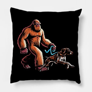 Bigfoot Walking German Shorthaired Dog Tee for Fans of Energetic Pointers Pillow