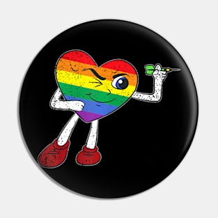Lgbt Q Sport Gay Pride Flag Rainbow Heart Dart Men Women Pin