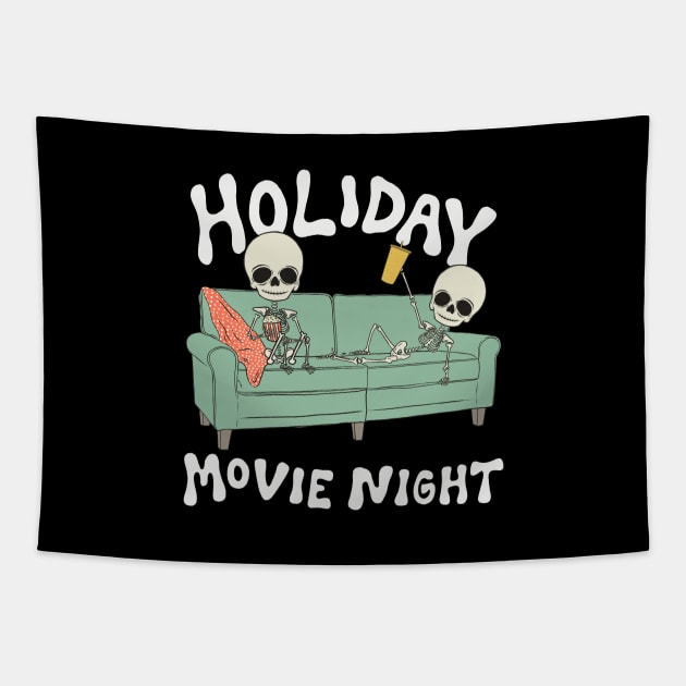 Holiday Movie Night Tapestry by cecececececelia