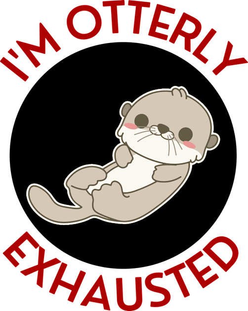 I'm Otterly Exhausted | Otter Pun Kids T-Shirt by Allthingspunny