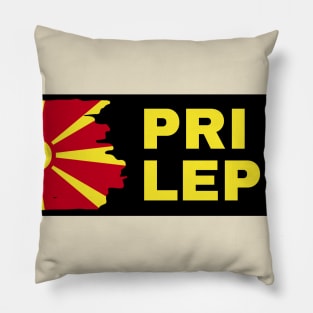 Prilep City with North Macedonia Flag Design Pillow