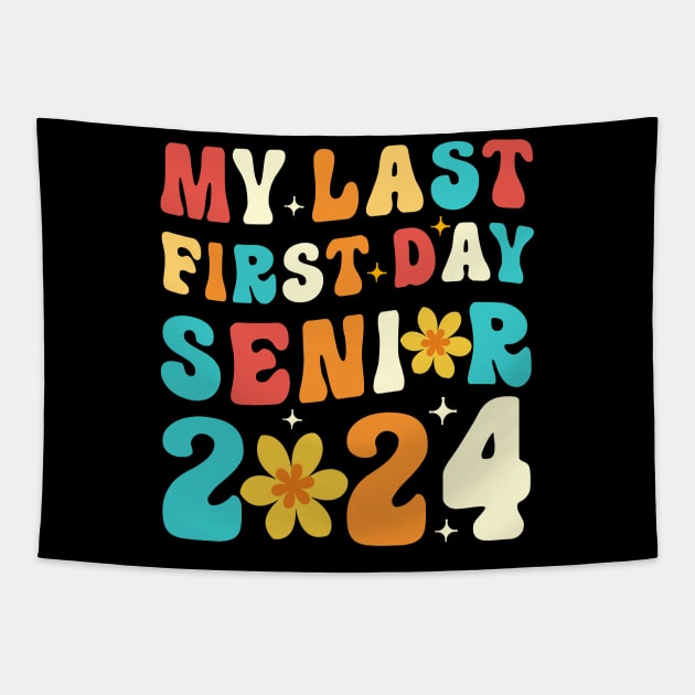 Last First Day Class of 2024 Funny Seniors 2024 Tapestry by KsuAnn