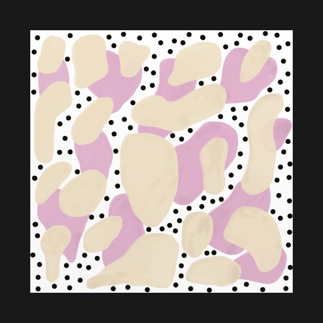 Abstract Pink and Beige Black Dot Pattern by OneLook