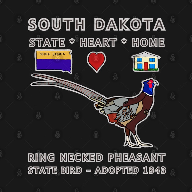 South Dakota - Ring Necked Pheasant - State, Heart, Home - state symbols by cfmacomber