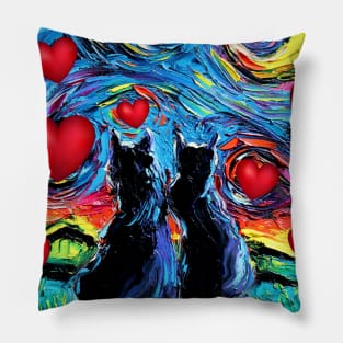 van Gogh's Cats with Hearts Pillow