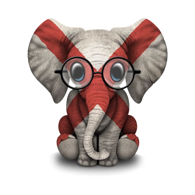 Baby Elephant with Glasses and Alabama Flag by jeffbartels