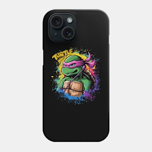 A striking and vibrant illustration of a ninja turtle, wearing a pair of sleek headphones_1 Phone Case