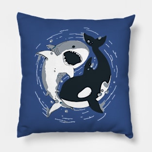 Ocean's Dance: A Dynamic Encounter Pillow