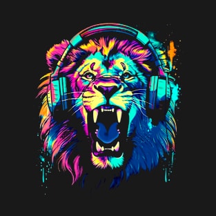 Lion With Headphones #2 T-Shirt