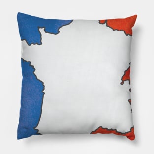 France map in french flag colors distressed style Pillow