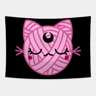 Pink Moon Cat Yarn Ball Tapestry