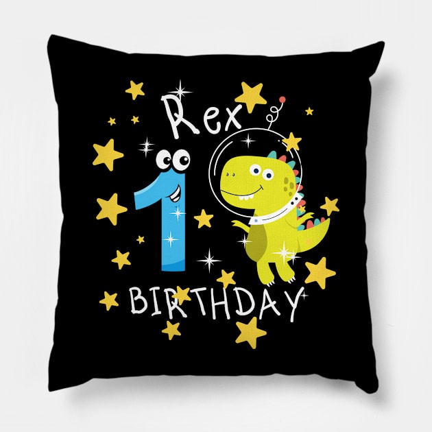 Youth 2 Year Old 2nd Birthday Boy T Rex Dinosaur Astronaut Pillow by Johner_Clerk_Design