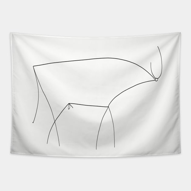 Picasso Line Art - Bull Tapestry by shamila