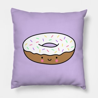 Kawaii Donut with Rainbow Sprinkles (Vanilla) Pillow