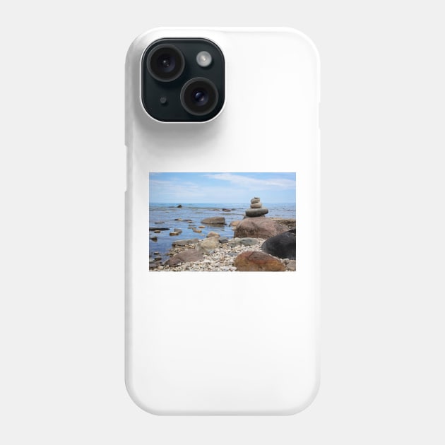 Rock Cairn, Lake Huron, Presque Isle, Michigan Phone Case by irishmurr