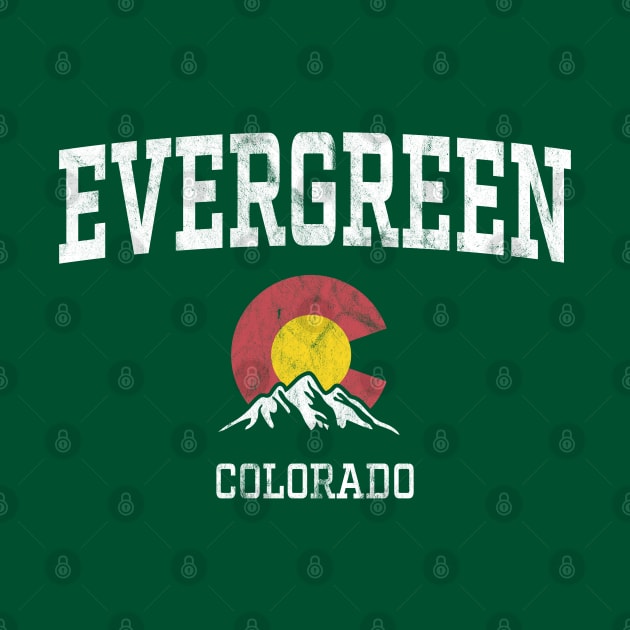 Evergreen Colorado CO Vintage Athletic Mountains by TGKelly